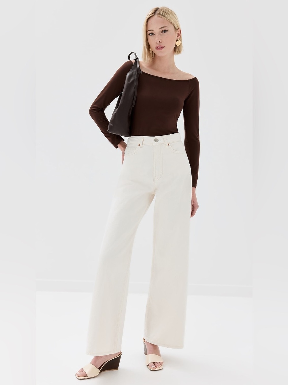 Reformation Cary High Rise Wide Leg Jeans Fior Di Latte Size 28